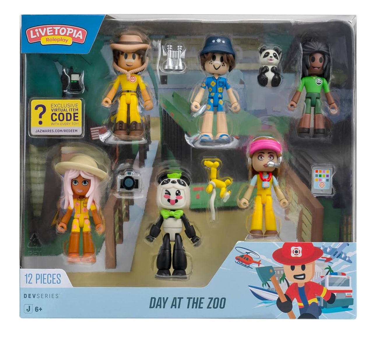 Livetopia Day at the Zoo Pack- Six 2.75-Inch Mix-and-Match Figures with Unique Accessories and Exclusive Virtual Item Code